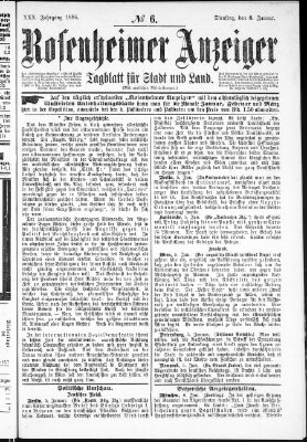 Rosenheimer Anzeiger Dienstag 8. Januar 1884