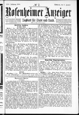 Rosenheimer Anzeiger Mittwoch 9. Januar 1884