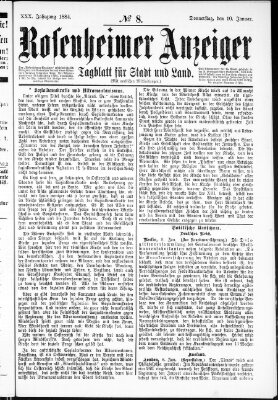 Rosenheimer Anzeiger Donnerstag 10. Januar 1884