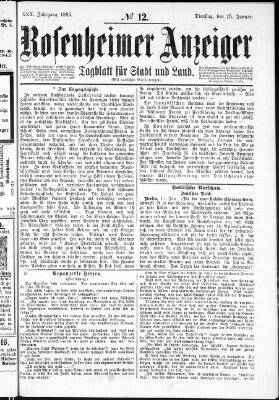 Rosenheimer Anzeiger Dienstag 15. Januar 1884