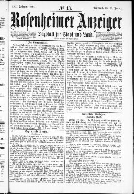 Rosenheimer Anzeiger Mittwoch 16. Januar 1884