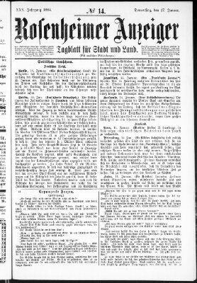 Rosenheimer Anzeiger Donnerstag 17. Januar 1884