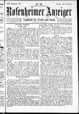 Rosenheimer Anzeiger Freitag 18. Januar 1884