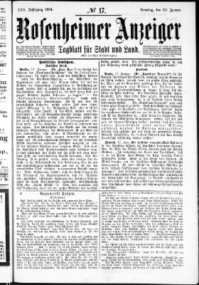 Rosenheimer Anzeiger Sonntag 20. Januar 1884