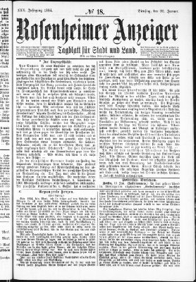 Rosenheimer Anzeiger Dienstag 22. Januar 1884