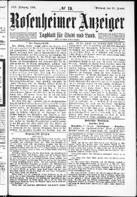 Rosenheimer Anzeiger Mittwoch 23. Januar 1884