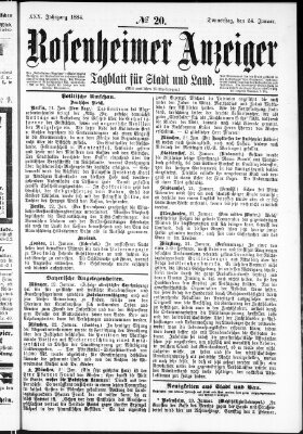 Rosenheimer Anzeiger Donnerstag 24. Januar 1884