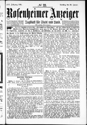 Rosenheimer Anzeiger Samstag 26. Januar 1884