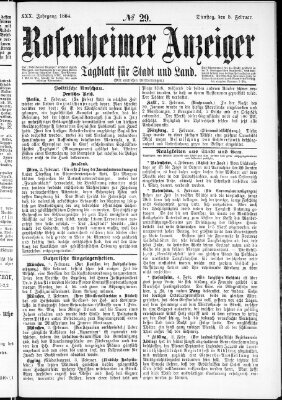 Rosenheimer Anzeiger Dienstag 5. Februar 1884