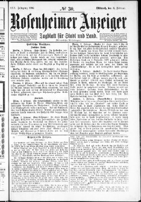 Rosenheimer Anzeiger Mittwoch 6. Februar 1884