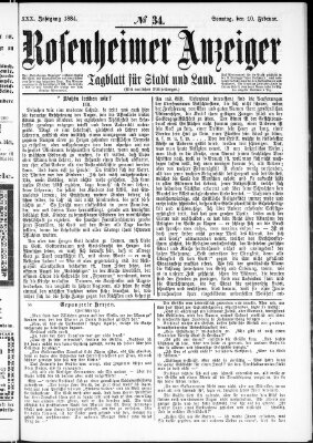 Rosenheimer Anzeiger Sonntag 10. Februar 1884