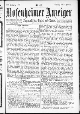 Rosenheimer Anzeiger Sonntag 17. Februar 1884