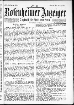 Rosenheimer Anzeiger Dienstag 19. Februar 1884