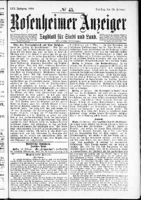 Rosenheimer Anzeiger Samstag 23. Februar 1884