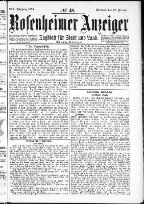 Rosenheimer Anzeiger Mittwoch 27. Februar 1884