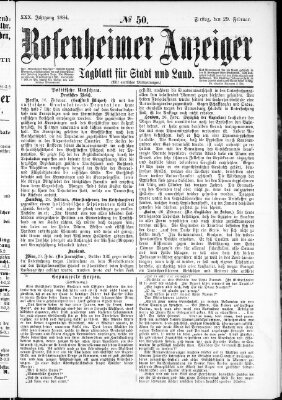 Rosenheimer Anzeiger Freitag 29. Februar 1884