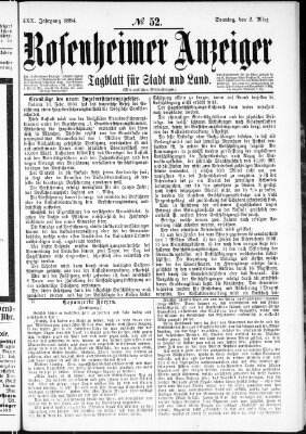 Rosenheimer Anzeiger Sonntag 2. März 1884