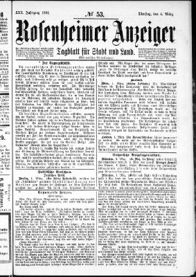 Rosenheimer Anzeiger Dienstag 4. März 1884