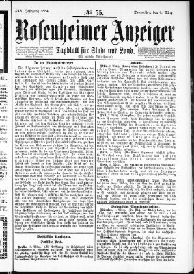 Rosenheimer Anzeiger Donnerstag 6. März 1884