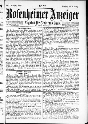 Rosenheimer Anzeiger Samstag 8. März 1884