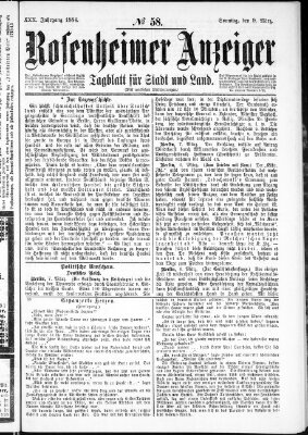 Rosenheimer Anzeiger Sonntag 9. März 1884