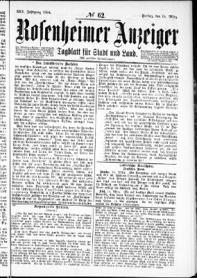 Rosenheimer Anzeiger Freitag 14. März 1884