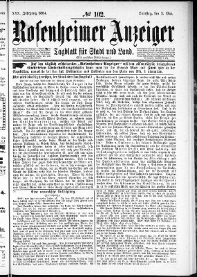 Rosenheimer Anzeiger Samstag 3. Mai 1884