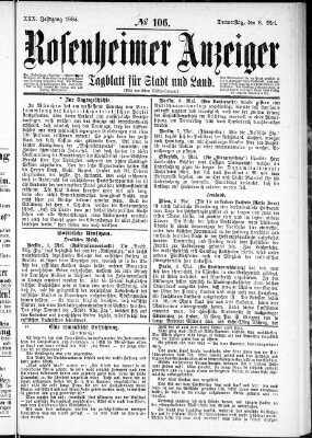 Rosenheimer Anzeiger Donnerstag 8. Mai 1884