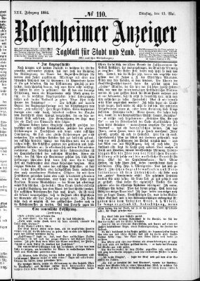 Rosenheimer Anzeiger Dienstag 13. Mai 1884