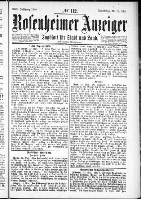 Rosenheimer Anzeiger Donnerstag 15. Mai 1884