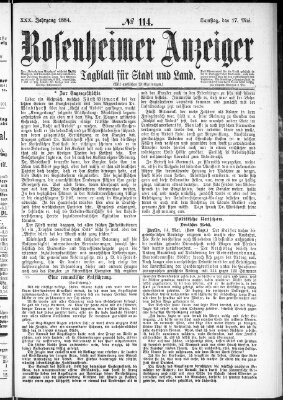 Rosenheimer Anzeiger Samstag 17. Mai 1884