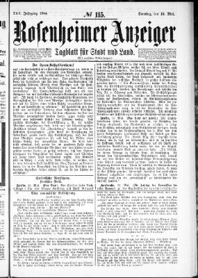 Rosenheimer Anzeiger Sonntag 18. Mai 1884