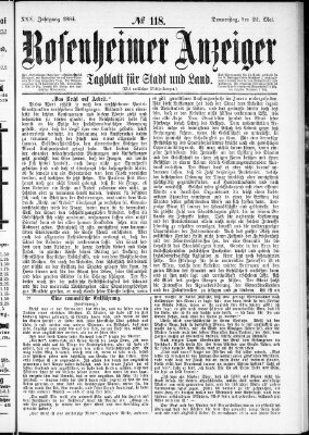 Rosenheimer Anzeiger Donnerstag 22. Mai 1884