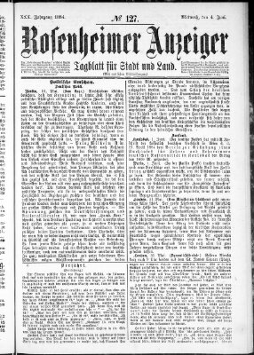 Rosenheimer Anzeiger Mittwoch 4. Juni 1884