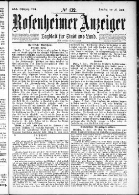 Rosenheimer Anzeiger Dienstag 10. Juni 1884