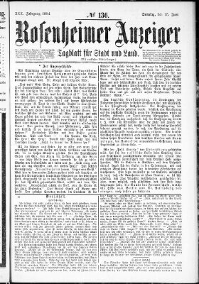 Rosenheimer Anzeiger Sonntag 15. Juni 1884