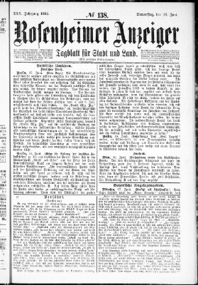 Rosenheimer Anzeiger Donnerstag 19. Juni 1884