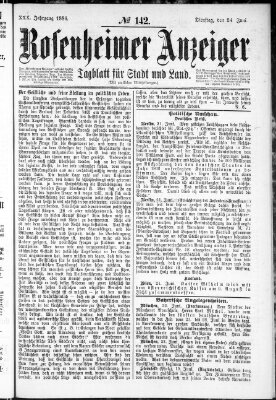 Rosenheimer Anzeiger Dienstag 24. Juni 1884