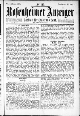 Rosenheimer Anzeiger Samstag 28. Juni 1884