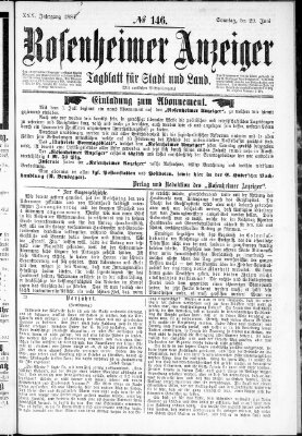 Rosenheimer Anzeiger Sonntag 29. Juni 1884