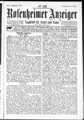 Rosenheimer Anzeiger Sonntag 6. Juli 1884