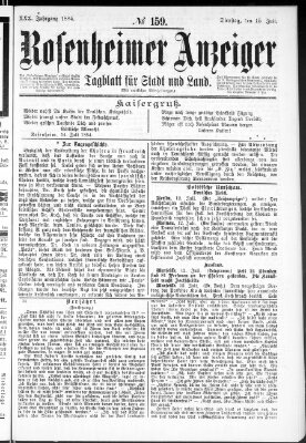 Rosenheimer Anzeiger Dienstag 15. Juli 1884