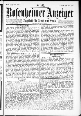 Rosenheimer Anzeiger Freitag 18. Juli 1884