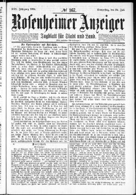 Rosenheimer Anzeiger Donnerstag 24. Juli 1884