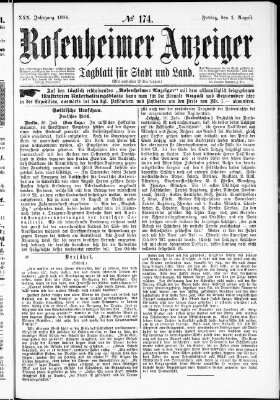 Rosenheimer Anzeiger Freitag 1. August 1884