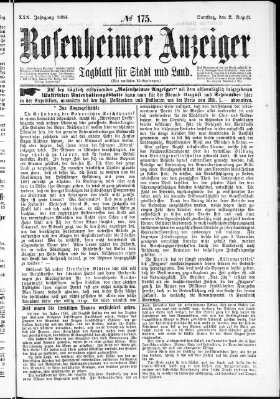 Rosenheimer Anzeiger Samstag 2. August 1884