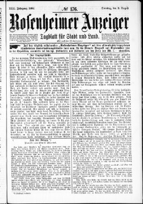 Rosenheimer Anzeiger Sonntag 3. August 1884