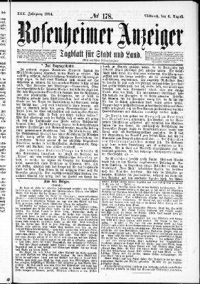 Rosenheimer Anzeiger Mittwoch 6. August 1884