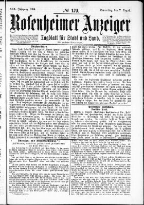 Rosenheimer Anzeiger Donnerstag 7. August 1884