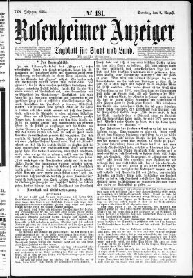 Rosenheimer Anzeiger Samstag 9. August 1884